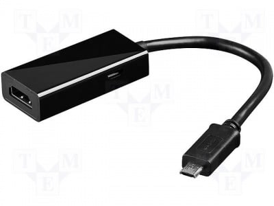 Кабелен адаптер MHL.05 Адаптер MHL; HDMI гнездо, USB B micro щепсел; 0,06m; черен